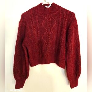 Vigoss Women's Burgundy Cable Knit Sweater Size L